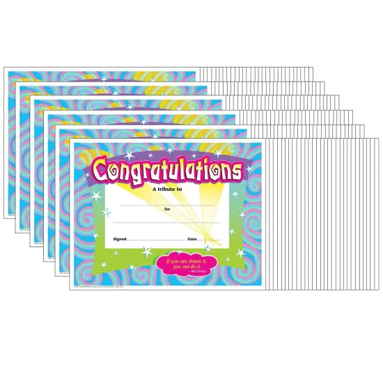 Congratulations/Swirls Colorful Classics Certificates, 30 Per Pack, 6 Packs {1}