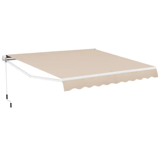 Retractable Patio Awning Aluminum Sunshade Shelter-Beige {3}
