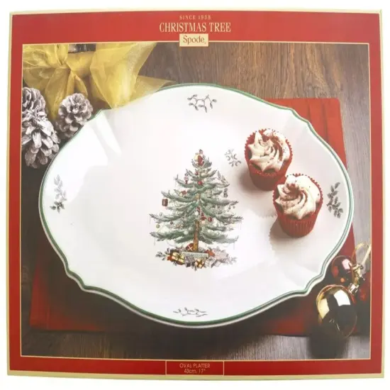 Spode Christmas Tree Fine Porcelain 17 Inch Oval Platter {3}
