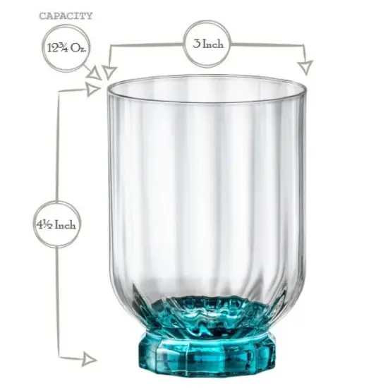 Bormioli Rocco Florian DOF Glasses, 12.6 oz. Blue, Set of 4 {4}