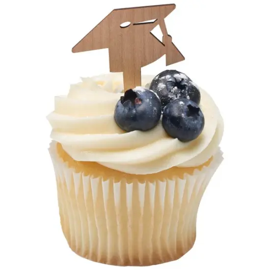 Graduation cap wood style Assortment Cupcake Cake Pics - set of 12 {3}
