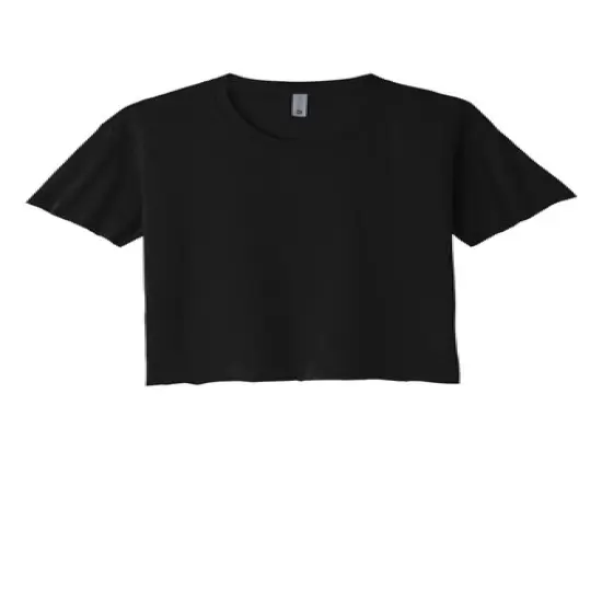 Next Level&reg; Women&rsquo;s Crewneck Short Sleeve Festival Cali Crop Tee Black {1}