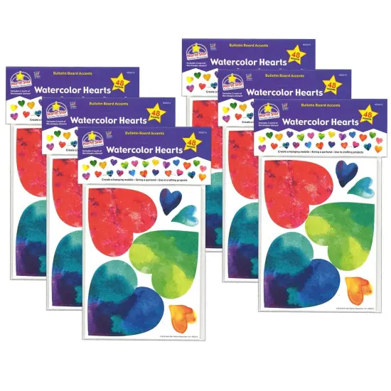 Watercolor Hearts Accents, 48 Per Pack, 6 Packs {1}