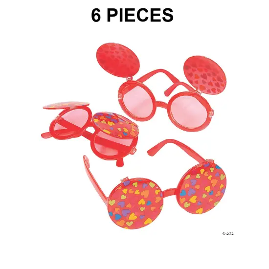 Kids Flip-Up Valentine Hearts Sunglasses 6 Pc {1}