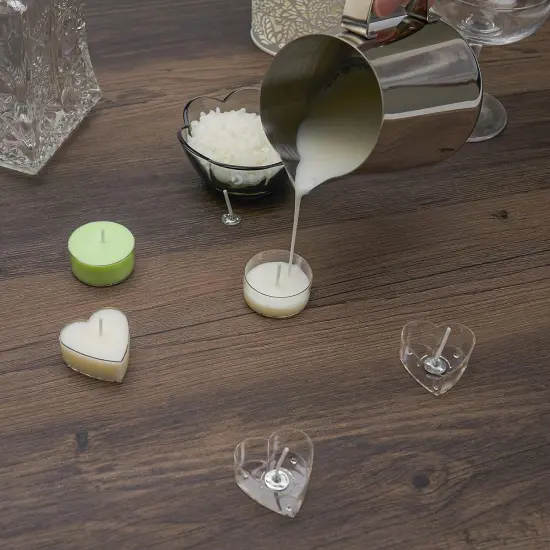 Tea Light Candle Cups, 50Pcs Clear Polycarbonate Plastic Empty Tealight Mold Tin Container with 50Pcs Tealight Candle Wicks (Circle) {3}