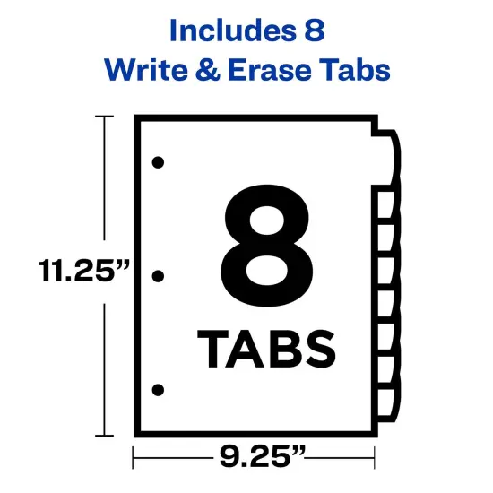 Write & Erase Pocket Plastic Dividers, 8-Tab Set, Multicolor, 3 Sets {4}