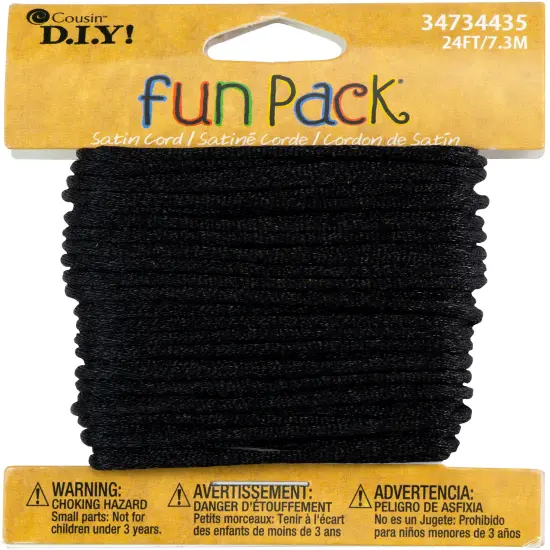 CousinDIY Fun Pack Satin Rattail Cord 8yd-Black {1}