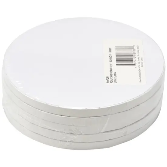 8" Round White Foil Cake Board 5ct {3}