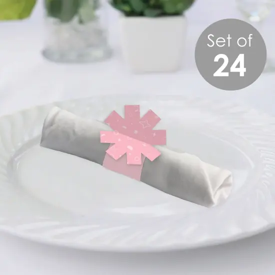 Big Dot of Happiness Pink Confetti Stars - Simple Party Paper Napkin Holder - Napkin Rings - Set of 24 {3}