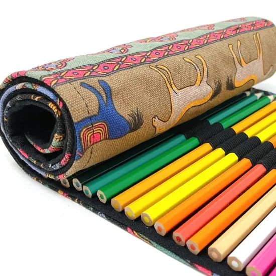 Wrapables Pencil Roll Organizer, Colored Pencil Wrap Pouch (72 slots) Horses Maidens {6}