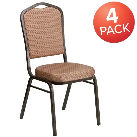 Emma and Oliver 4 Pack Crown Back Stacking Banquet Chair GoldDiamondFab/Gold {5}