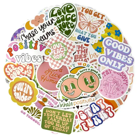 Wrapables Waterproof Vinyl Stickers for Water Bottles, Laptop, Phones, Skateboards, Decals for Teens, 100pcs Motivational {1}