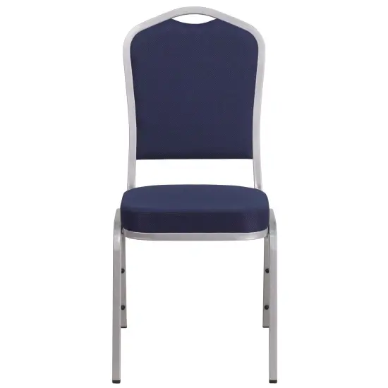 Emma and Oliver Crown Back Stacking Banquet Dining Chair NavyFabric/Silver {3}