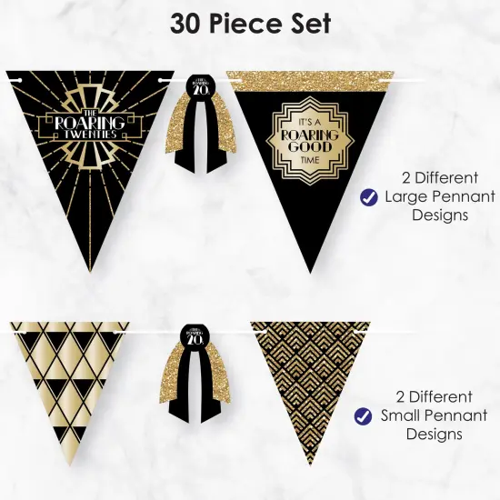 Big Dot of Happiness Roaring 20's - DIY 1920s Art Deco Jazz Party Pennant Garland Decoration - Triangle Banner - 30 Pieces {6}