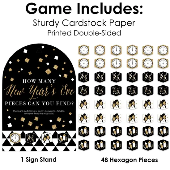 Big Dot of Happiness New Year&rsquo;s Eve - Gold - New Years Eve Party Scavenger Hunt - 1 Stand and 48 Game Pieces - Hide and Find Game {6}