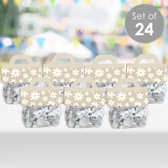 Big Dot of Happiness Tan Daisy Flowers - DIY Floral Party Clear Goodie Favor Bag Labels - Candy Bags with Toppers - Set of 24 {3}