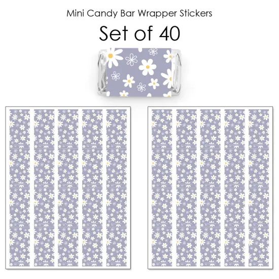 Big Dot of Happiness Purple Daisy Flowers - Mini Candy Bar Wrapper Stickers - Floral Party Small Favors - 40 Count {4}