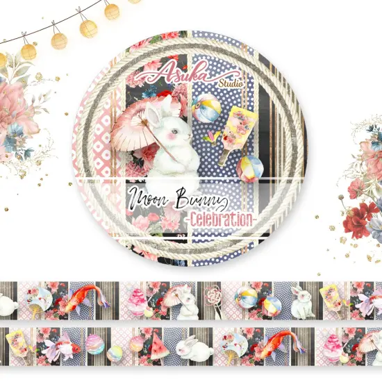 Asuka Studio Washi Tape 15mmX5m-Moon Bunny 1 {1}