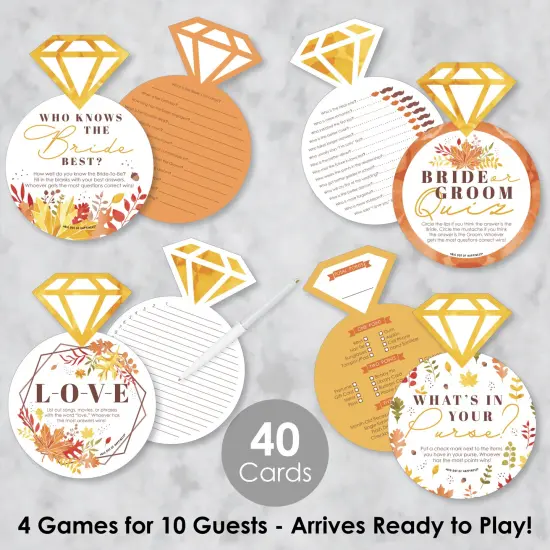 Big Dot of Happiness Fall Foliage Bride - 4 Autumn Leaves Bridal Shower Games - 10 Cards Each - Gamerific Bundle {3}