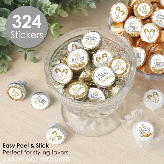 Big Dot of Happiness It's Twins - Gold Twins Baby Shower Small Round Candy Stickers - Party Favor Labels - 324 Count {3}