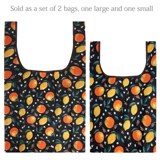 Wrapables JoliBag Collection Reusable Shopping Bag (Set of 2) Oranges & Lemons {3}