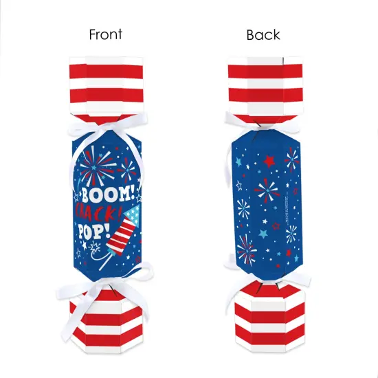 Big Dot of Happiness Firecracker 4th of July - No Snap Red, White and Royal Blue Party Table Favors - DIY Cracker Boxes - Set of 12 {7}