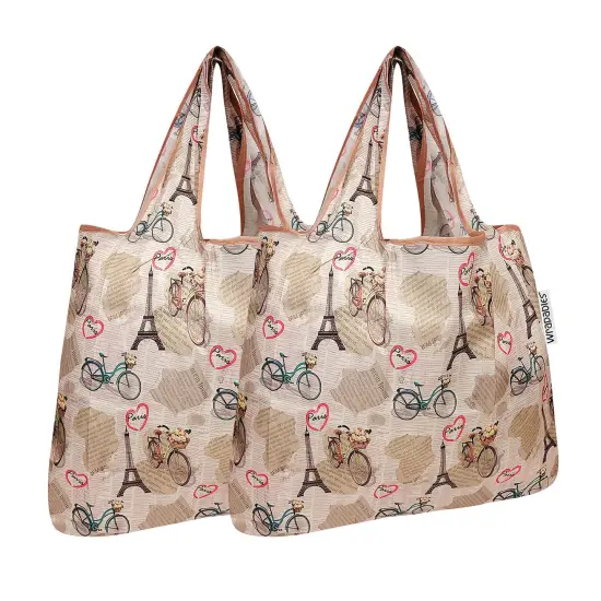 Wrapables Foldable Tote Nylon Reusable Grocery Bag (Set of 2) Paris {1}