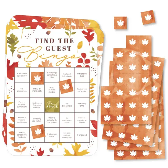 Big Dot of Happiness Fall Foliage Bride - Find the Guest - Autumn Leaves Bridal Shower and Wedding Party Bingo Game - Set of 18 {1}