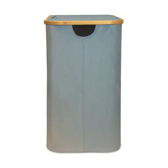 Oceanstar Double Soft Sided Laundry Hamper Sorter With Bamboo Rim Lid Blue {3}