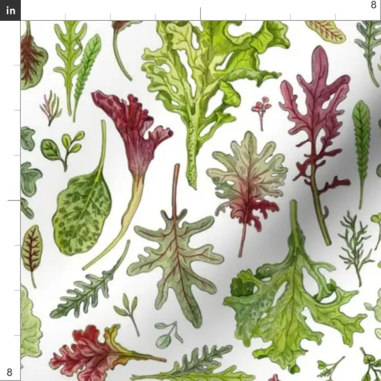 Various Fabrics by the Yard or Fat Quarter Microgreens Lettuce Leaves Spinach Salad Kitchen Picnic Custom Printed Fabric by Spoonflower {4}