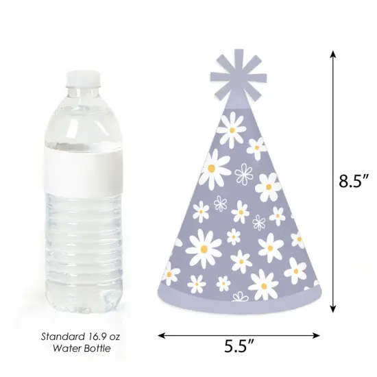 Big Dot of Happiness Purple Daisy Flowers - Cone Happy Birthday Party Hats for Kids and Adults - Set of 8 (Standard Size) {4}