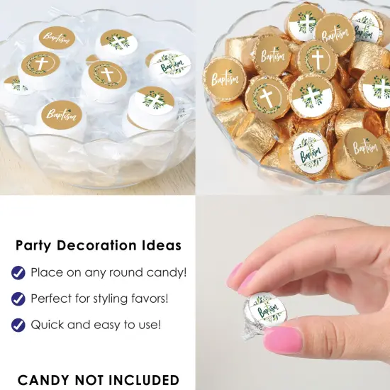 Big Dot of Happiness Baptism Elegant Cross - Religious Party Small Round Candy Stickers - Party Favor Labels - 324 Count {6}