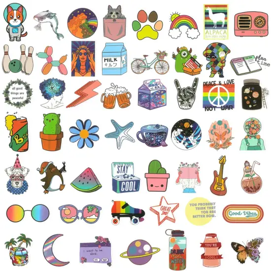 Wrapables Waterproof Vinyl Stickers for Water Bottles, Laptop, Phones, Skateboards, Decals for Teens, 100pcs Boba Tea {7}