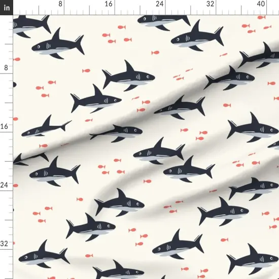 Various Fabrics by the Yard or Fat Quarter Ocean Under The Sea Marine Life Nautical Beach Waves Sharks Fish Custom Printed Fabric by Spoonflower {1}