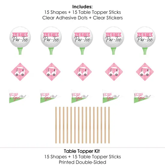 Big Dot of Happiness Golf Girl - Pink Birthday Party or Baby Shower Centerpiece Sticks - Table Toppers - Set of 15 {7}