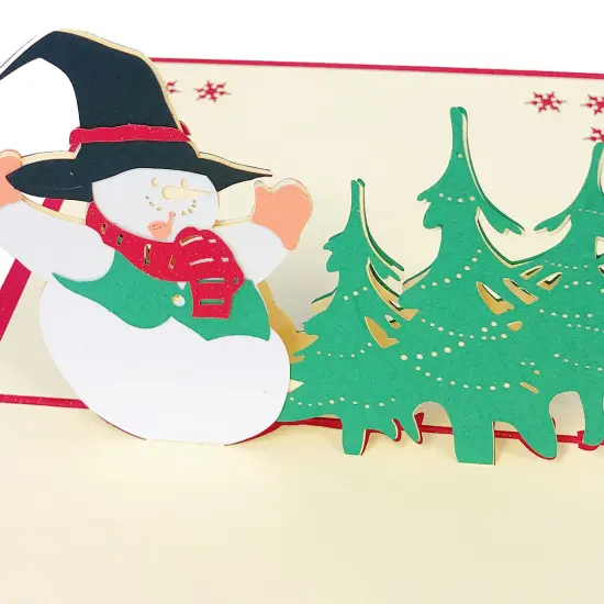 Wrapables (Set of 4) 3D Pop-Up Greeting Cards for Birthday, Thank you, Anniversary, Wedding, Holidays Xmas Bells Snowman {5}