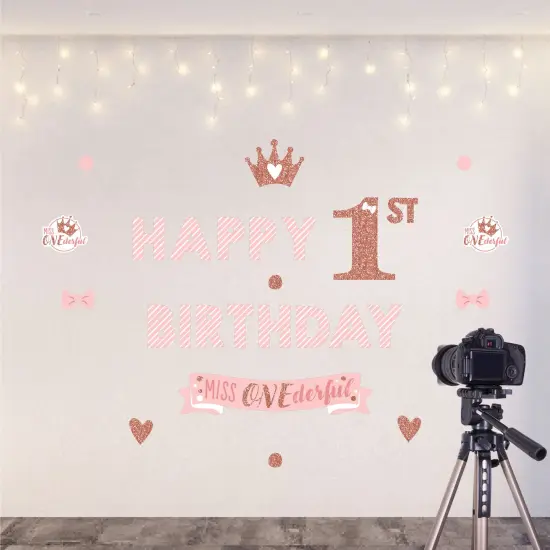 Big Dot of Happiness 1st Birthday Little Miss Onederful - Peel and Stick Girl First Birthday Party Decoration - Wall Decals Backdrop {6}