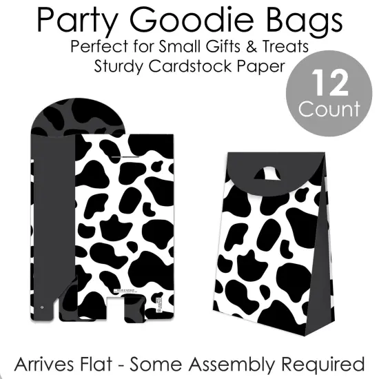 Big Dot of Happiness Cow Print - Farm Animal Gift Favor Bags - Party Goodie Boxes - Set of 12 {7}