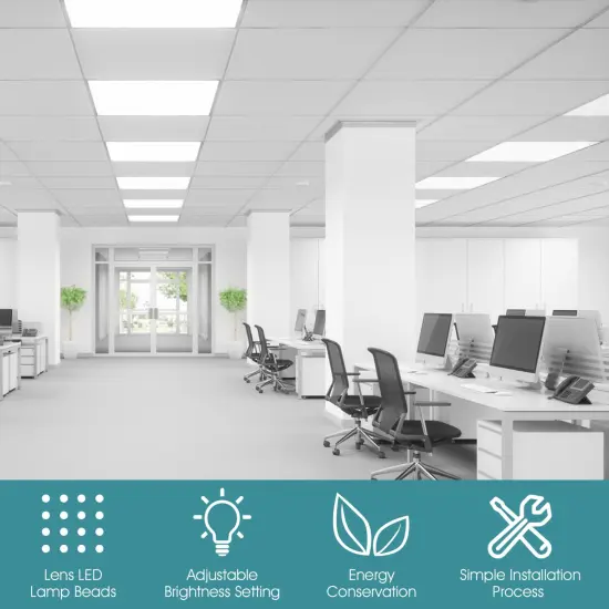Costway 2 Pack 2x2FT LED Flat Panel Light 4400LM 40W 5000K Dimmable Drop Ceiling Office {6}