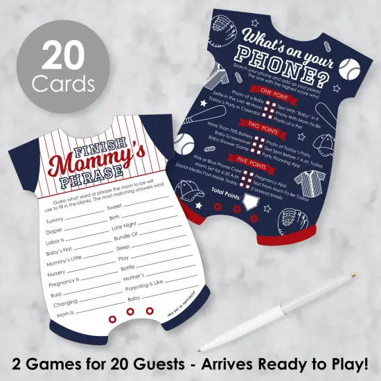 Big Dot of Happiness Batter Up - Baseball - 2-in-1 Baby Shower Cards - Activity Duo Games - Set of 20 {3}