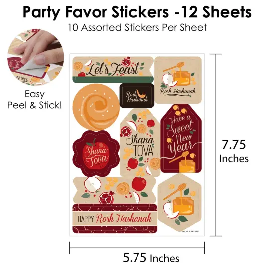 Big Dot of Happiness Rosh Hashanah - Jewish New Year Party Jewish New Year Party Favor Sticker Set - 12 Sheets - 120 Stickers {4}
