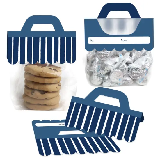 Big Dot of Happiness Navy Stripes - DIY Simple Party Clear Goodie Favor Bag Labels - Candy Bags with Toppers - Set of 24 {1}