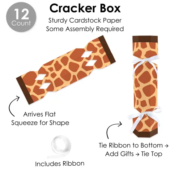 Big Dot of Happiness Giraffe Print - No Snap Safari Party Table Favors - DIY Cracker Boxes - Set of 12 {7}