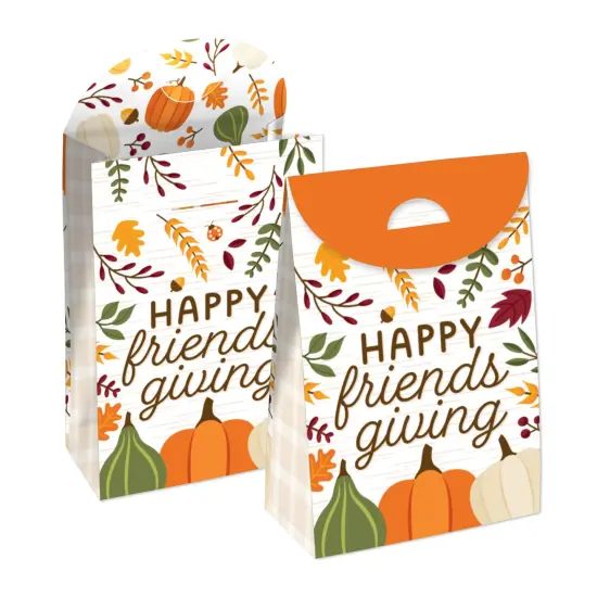 Big Dot of Happiness Fall Friends Thanksgiving - Friendsgiving Gift Favor Bags - Party Goodie Boxes - Set of 12 {1}