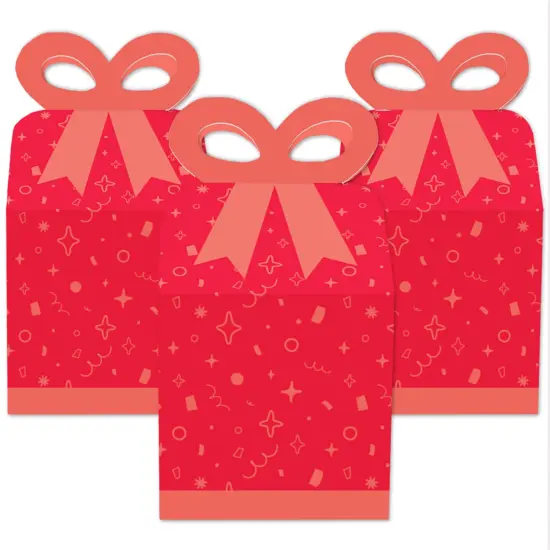 Big Dot of Happiness Red Confetti Stars - Square Favor Gift Boxes - Simple Party Bow Boxes - Set of 12 {3}