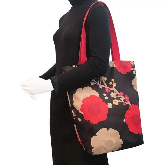 Wrapables Carryall Shopping Travel Tote Bag with Durable Ripstop Polyester - Foldable, Waterproof, and OEKO-TEX Certified Small, Floral {3}