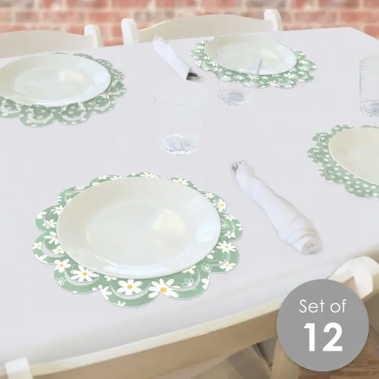Big Dot of Happiness Sage Green Daisy Flowers - Floral Party Round Table Decorations - Paper Chargers - Place Setting For 12 {3}
