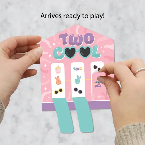 Big Dot of Happiness Two Cool - Girl - Pastel 2nd Birthday Party Game Pickle Cards - Pull Tabs 3-in-a-Row - Set of 12 {3}
