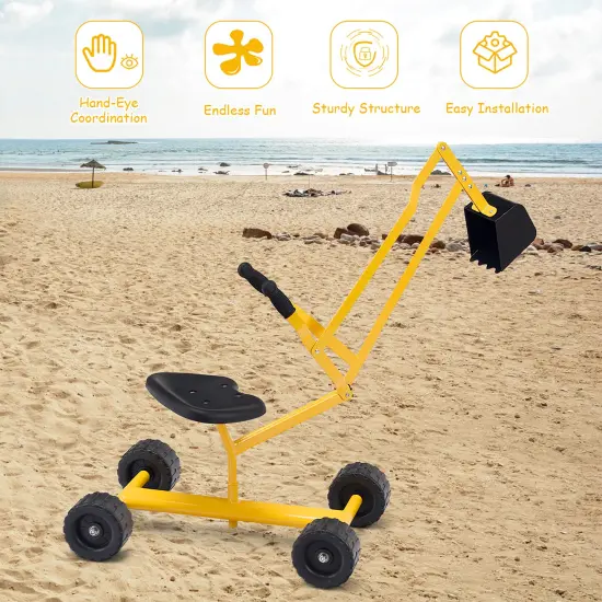 Costway Heavy Duty Kid Ride-on Sand Digger Digging Scooper Excavator for Sand Toy {3}