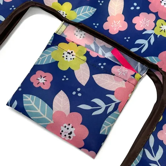 Wrapables JoliBag Collection Reusable Shopping Bag (Set of 2) Pink & Blue Flowers {4}